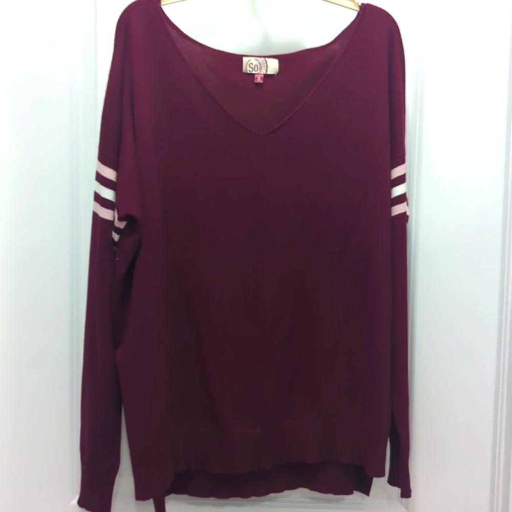 Burgundy striped sleeve sweater